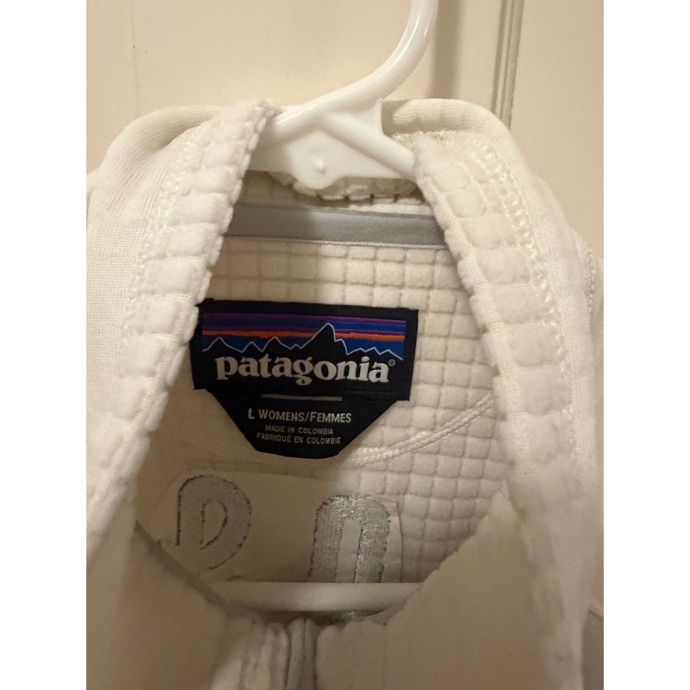 Patagonia R1 Fleece Quarter Zip Pullover White Womens Large HighGround Logo - Picture 4 of 6